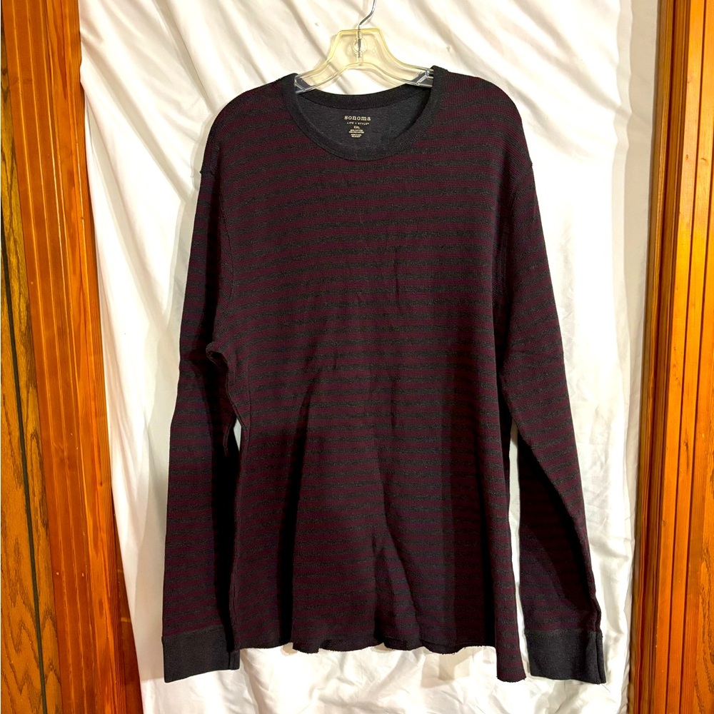 Sonoma Men's XXL Burgundy and Gray  Long Sleeve Tee.